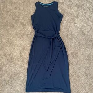 Banana Republic Blue Knit Tank Midi Dress Tie Front